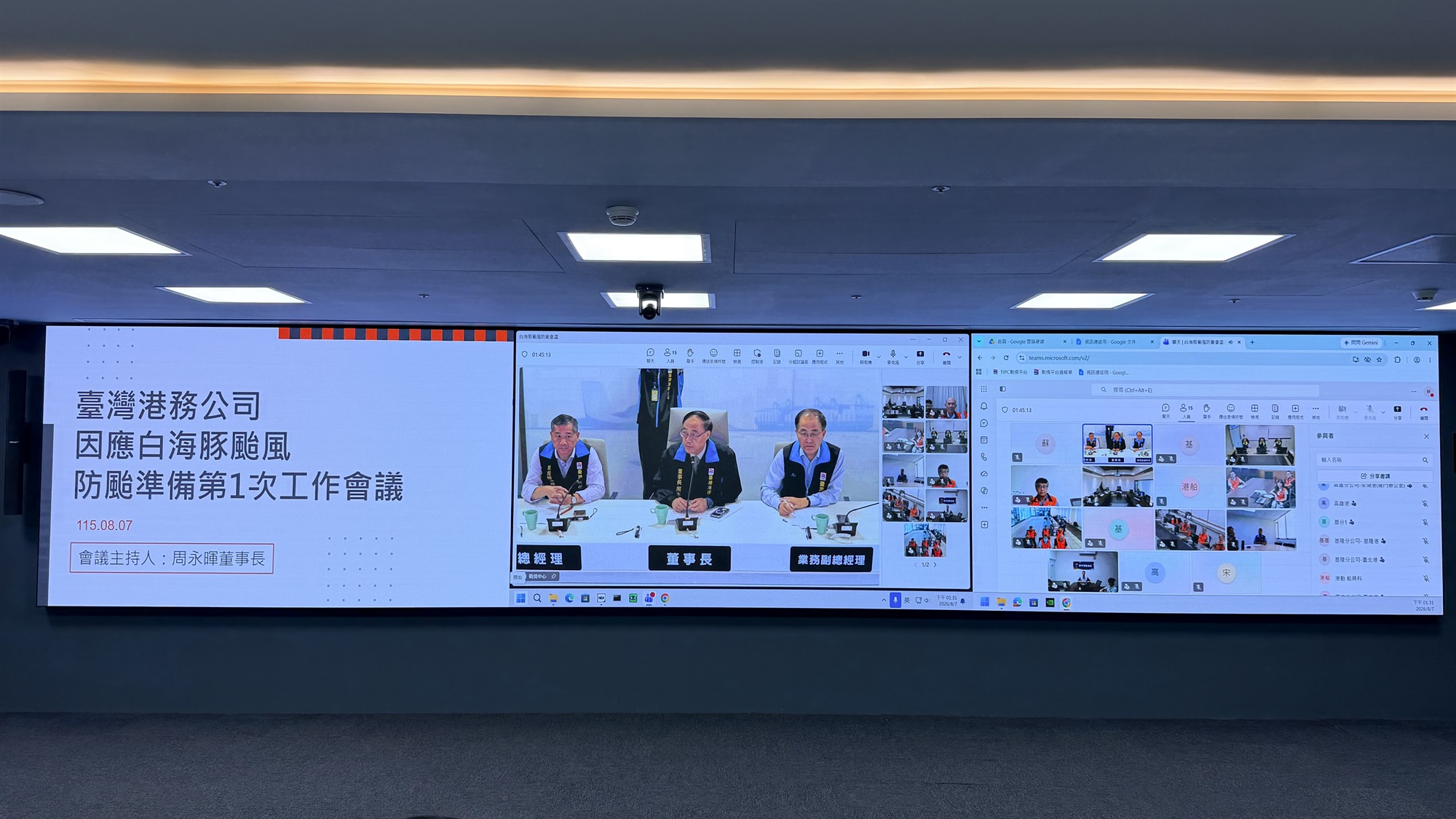圖2、臺灣港務公司召開防颱整備會議掌握各港應變情形
