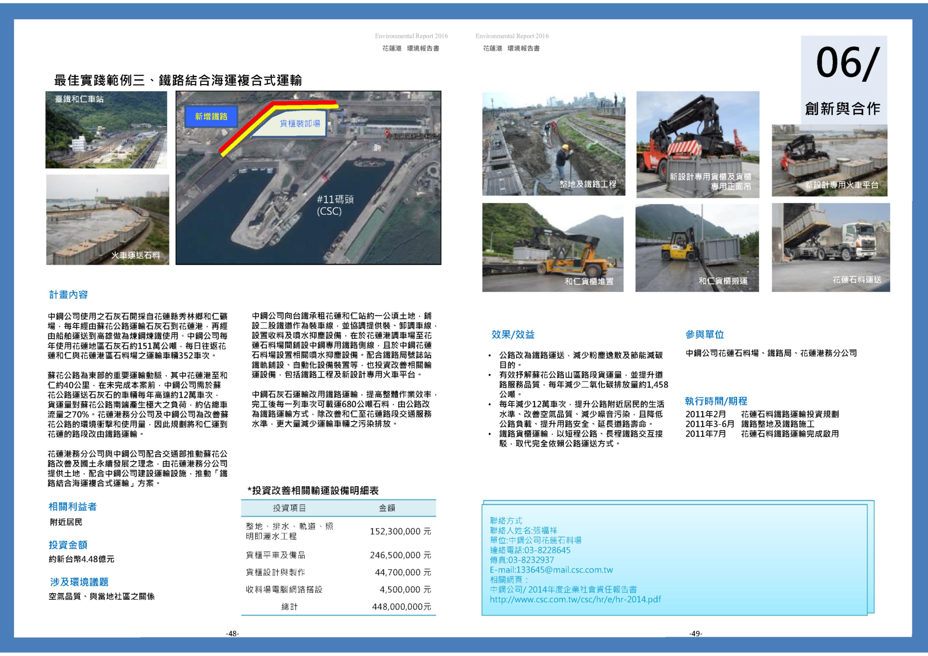 2016年花蓮港鐵路結合海運複合式運輸
