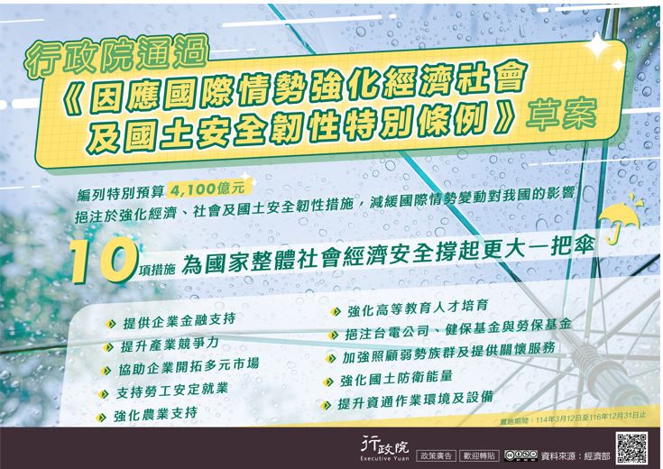 因應國際情勢強化經濟社會及國土安全韌性特別條例草案